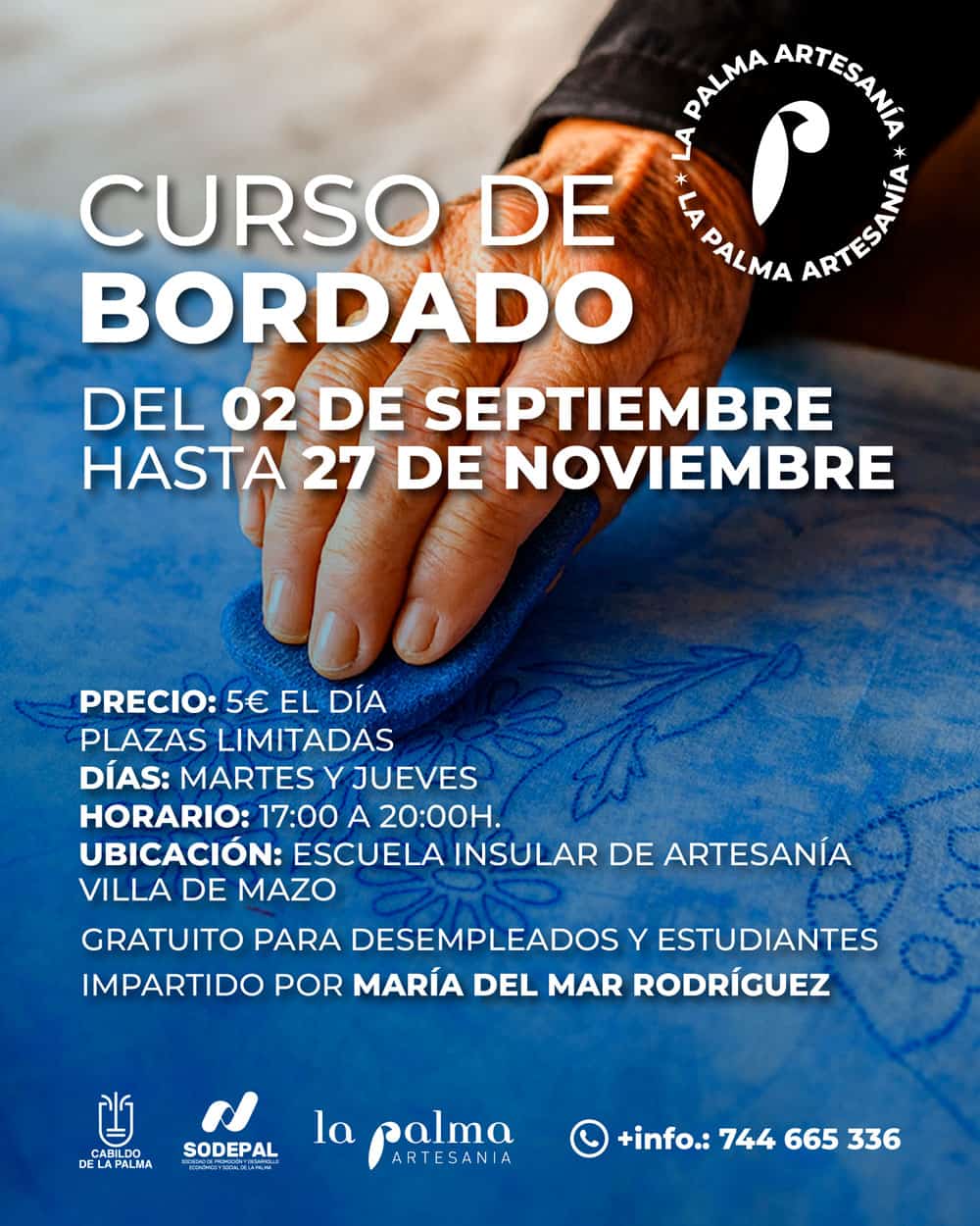 El Cabildo impulsa un curso de bordado dentro del programa La Palma Artesanía