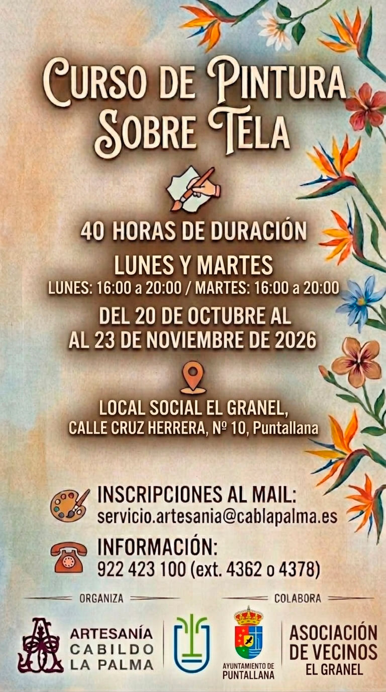 Puntallana acogerá un curso de pintura sobre tela de 40 horas