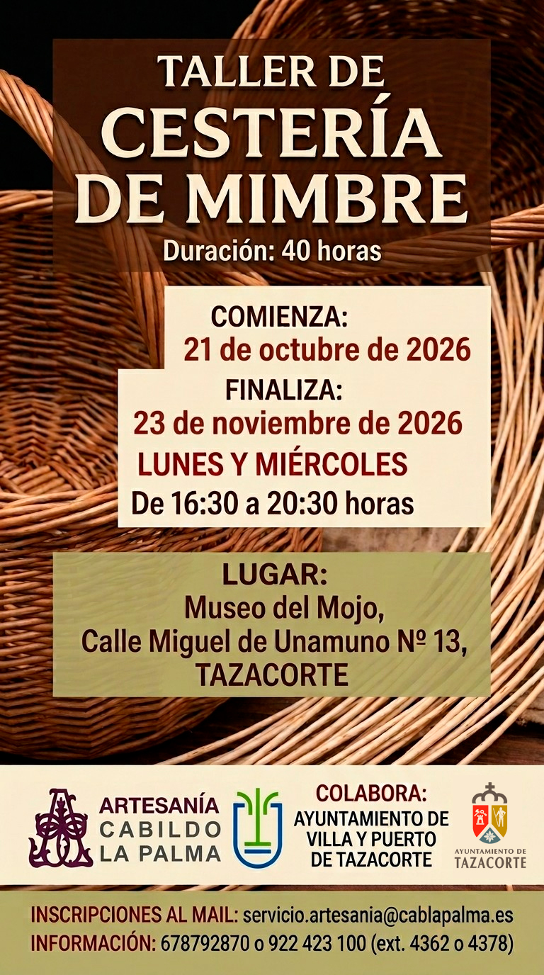 Tazacorte acogerá un taller de cestería de mimbre de 40 horas